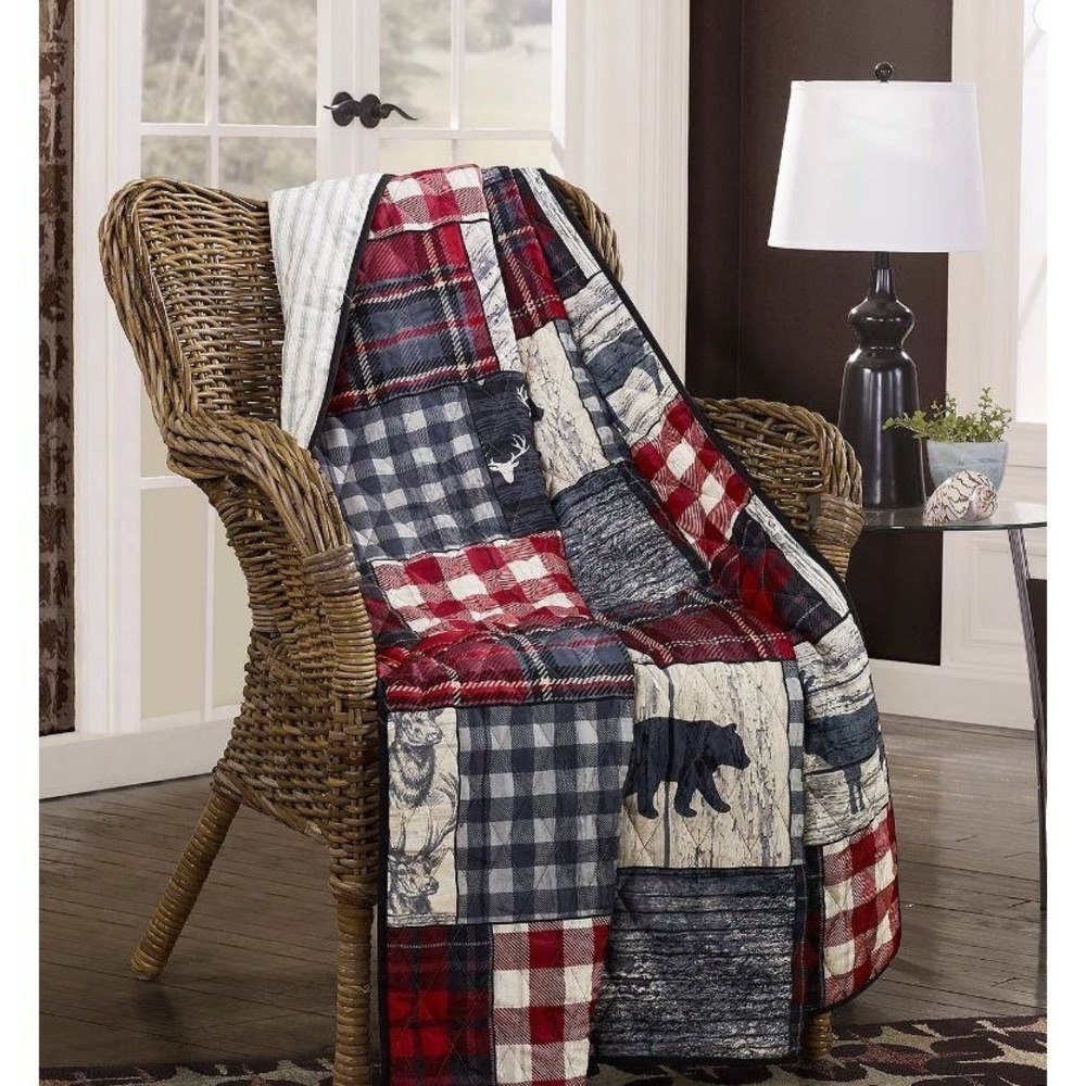 Donna Sharp NWT 50x60 Timber Throw Blanket Rustic Lodge Cabin Patchwork Y20118